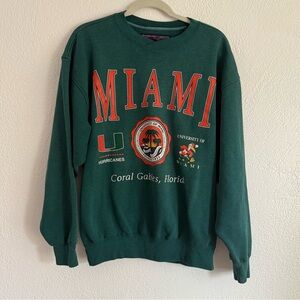 Vintage 90’s University Of Miami Hurricanes Crewneck Sweatshirt Size Medium